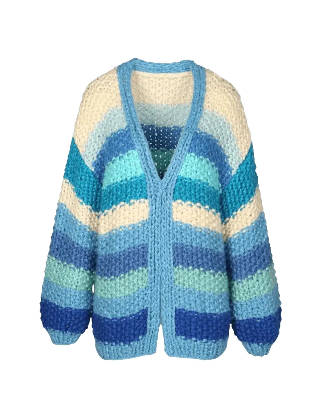 FRNCH Lobelia Boho Cardigan chunky hand-knitted open-front sweater Size S/M